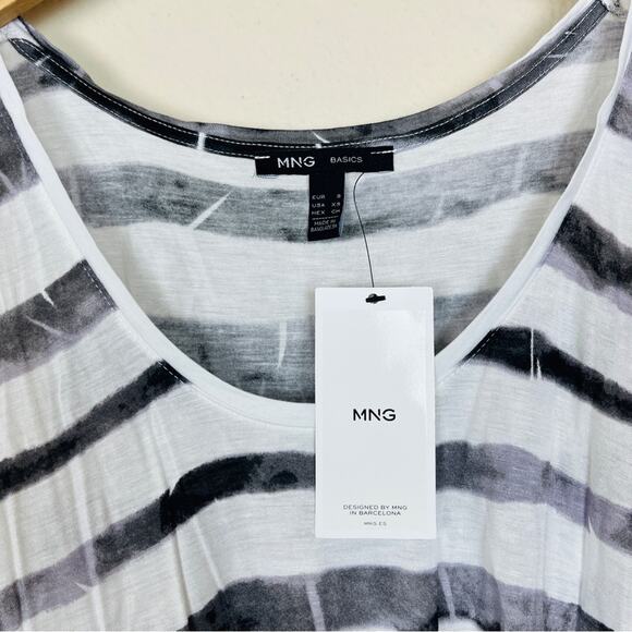 MNG Mango Basics Black Striped Monochrome White Oversized Tank Top XS/S NWT - Picture 2 of 6